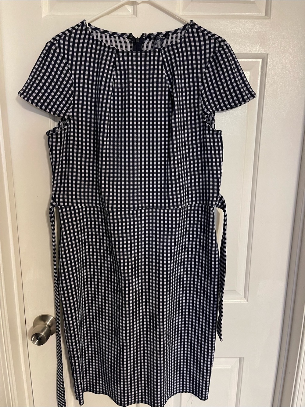 Chaps Black and White Gingham Dress
